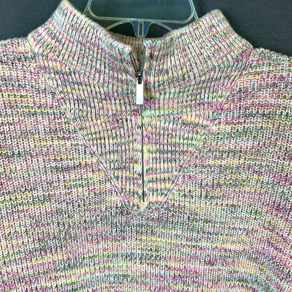 Lands End womens XL Drifter sweater quarter zip cotton pink - Picture 4 of 9